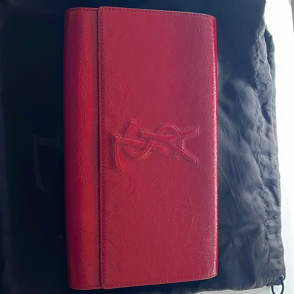 Saint Laurent Red Patent Clutch Like New